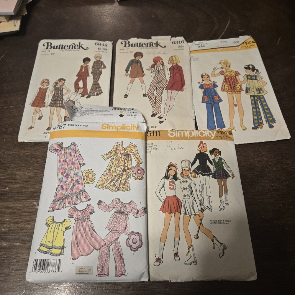 Vintage Simplicity And Butterick Sewing Patterns Collection Kids Tops Pants
